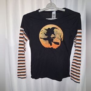 Disney mickey Mouse Black and Orange Witch Long Sleeve Tee